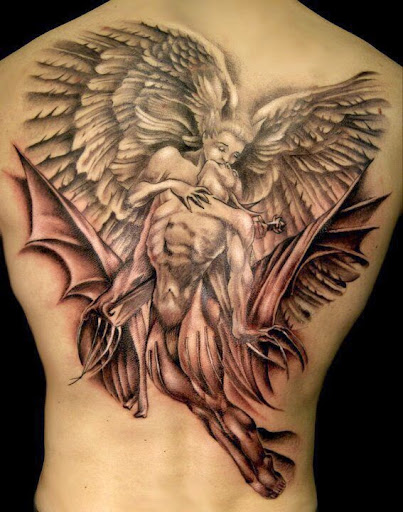 55 Most Amazing Angel Tattoos And Designs - 403x512 - jpeg Devil Fighting Angel Tattoos